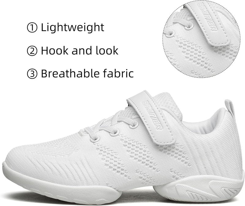BAXINIER Girls White Cheerleading Dance Shoes Breathable Youth Cheer Competition Sneakers Athletic Training Tennis Shoes - Image 2
